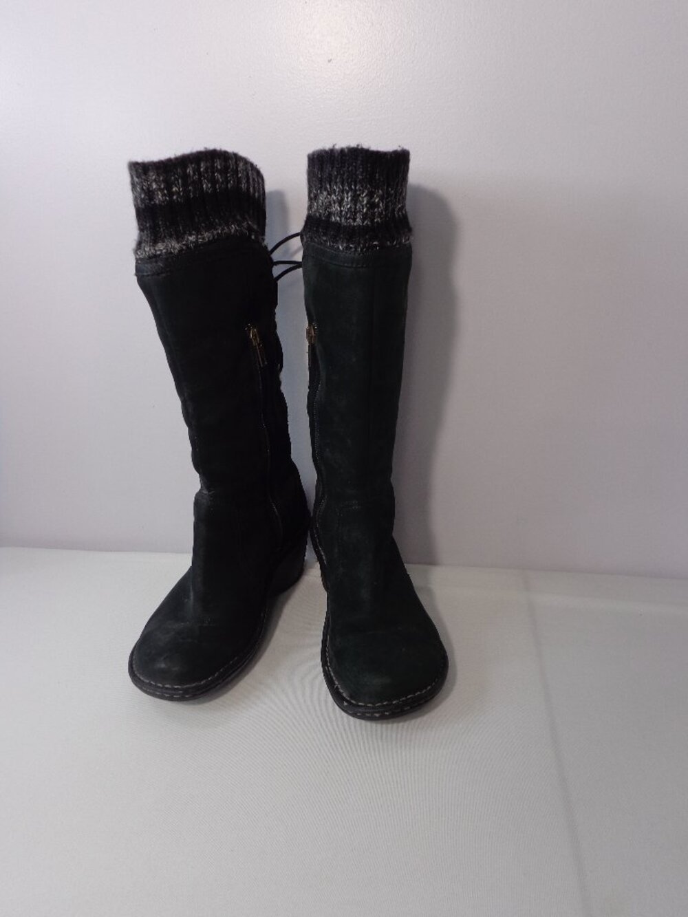 UGG Australia Skylair Black Wedge Knit Cuff Lace-up on Back Boots Women's Size 7